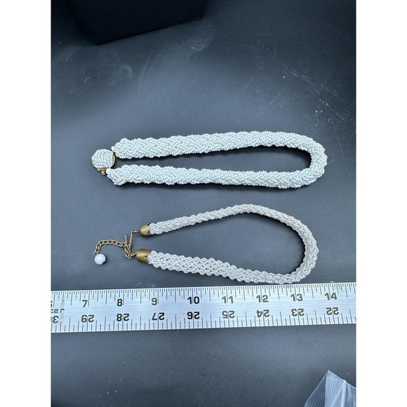 Vintage Lot Marvella Faux Pearl Twisted Braided Beaded Necklaces Gold‎ Tone - Picture 4 of 7